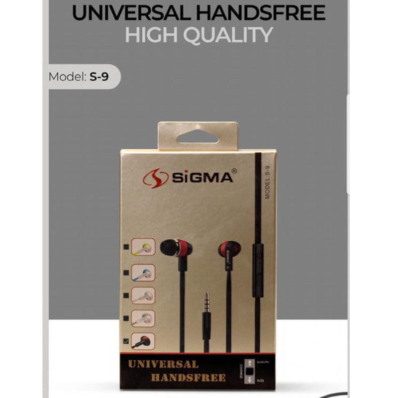 Sigma S9 Handfree Original Gaming Handfree - PUBG Handfree - Premium Crstal Clear Sound - Universal Handfree - Deep Base - Stereo Sound