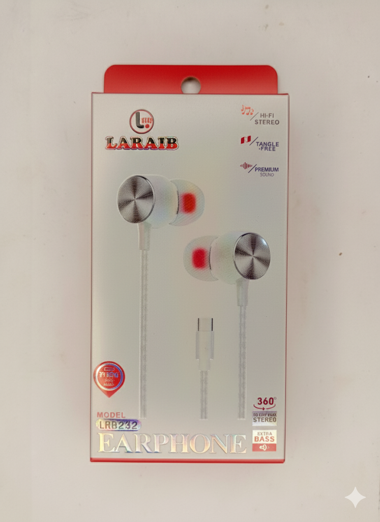 Sleek Type-C Wired Earphones with Metallic Finish and Stereo Hi-Fi Sound