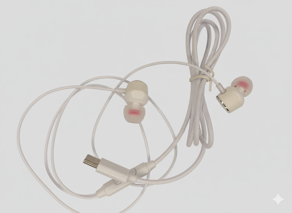 Sleek Type-C Wired Earphones with Metallic Finish and Stereo Hi-Fi Sound