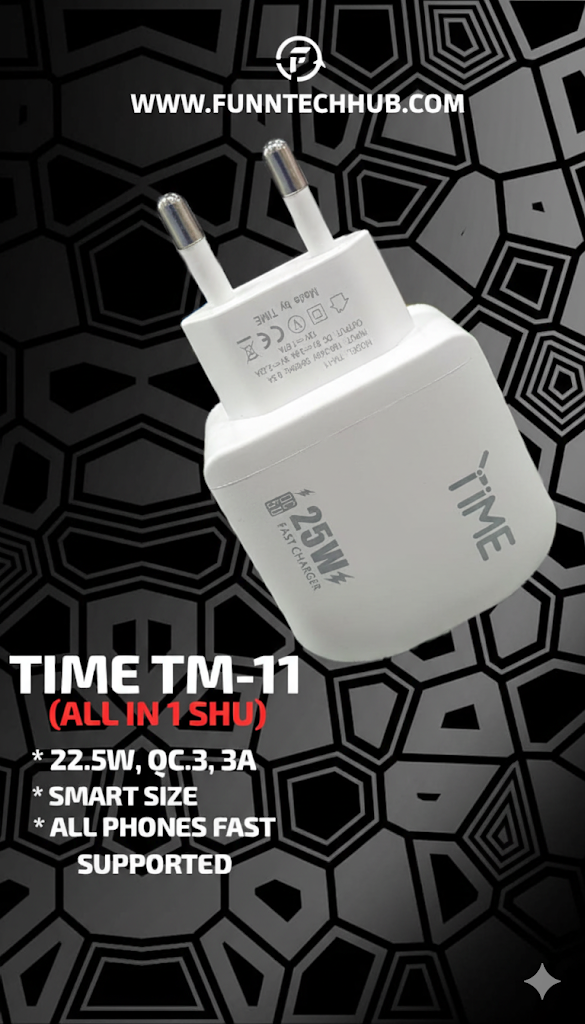 TIME TM-11 25W Fast Charger - QC 3.0 Supported - All Phones Fast Charging
