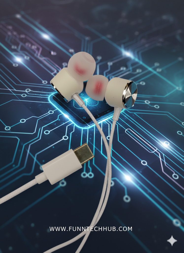 Sleek Type-C Wired Earphones with Metallic Finish and Stereo Hi-Fi Sound