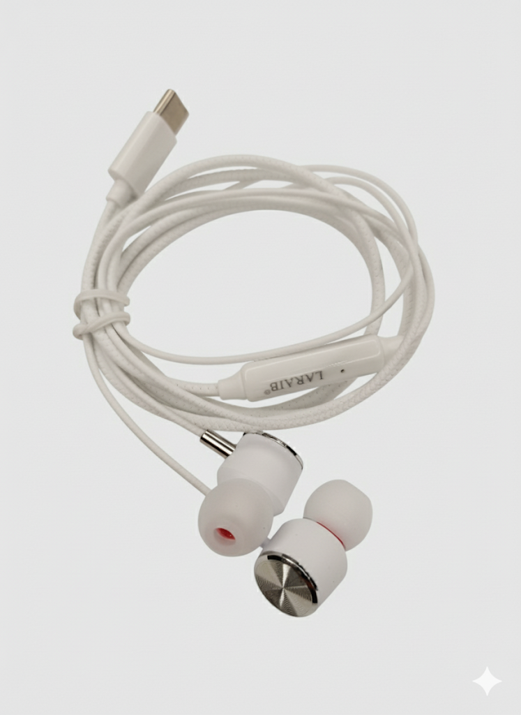 Sleek Type-C Wired Earphones with Metallic Finish and Stereo Hi-Fi Sound