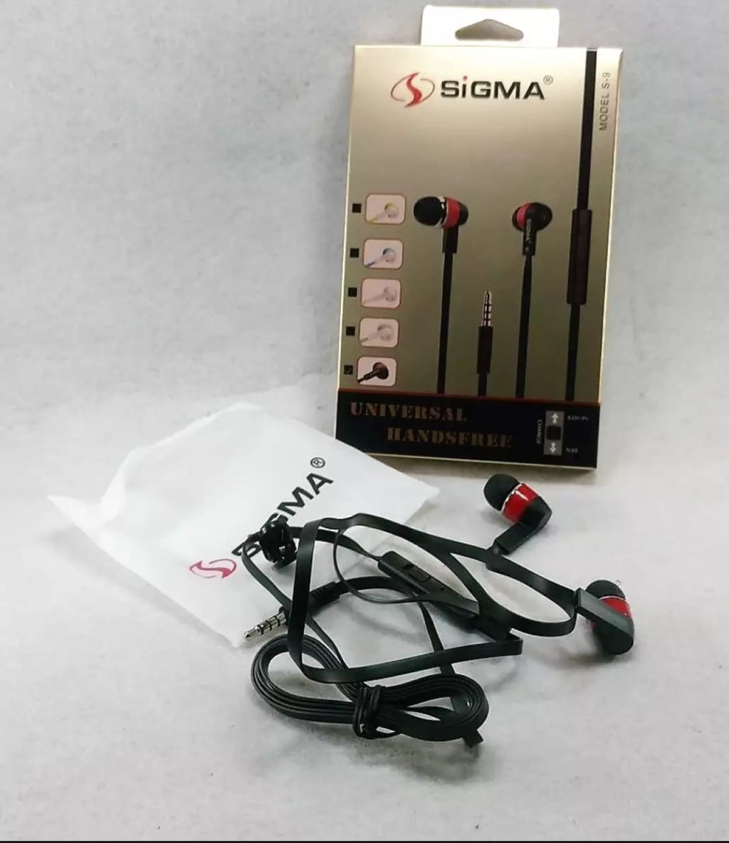 Sigma S9 Handfree Original Gaming Handfree - PUBG Handfree - Premium Crstal Clear Sound - Universal Handfree - Deep Base - Stereo Sound