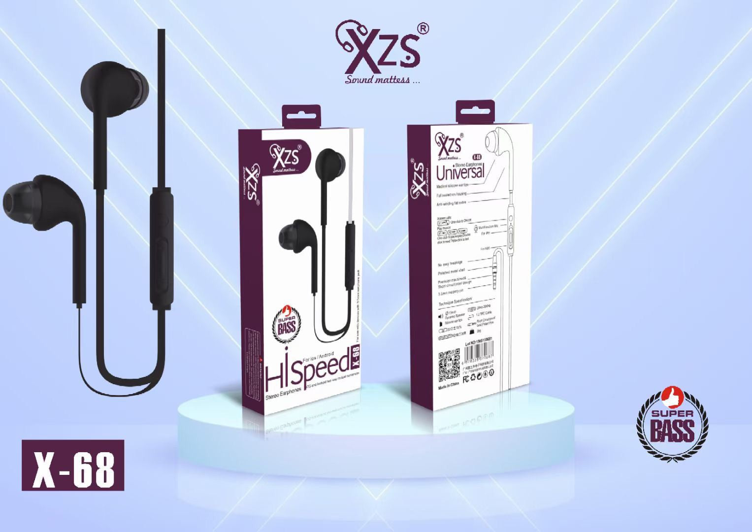 Xzs X68 XZS X68 Wired Handsfree – High-Speed Stereo Sound & Clear Mic