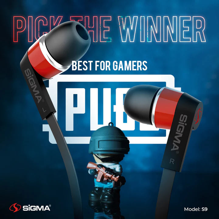 Sigma S9 Handfree Original Gaming Handfree - PUBG Handfree - Premium Crstal Clear Sound - Universal Handfree - Deep Base - Stereo Sound