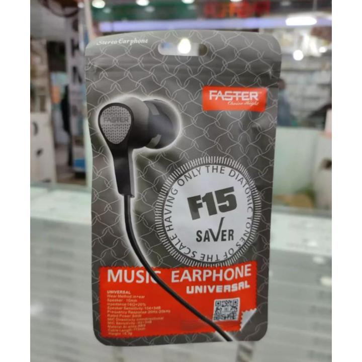 Faster F-15 Universal Music Handfree High Quality For Calling FASTER F15 UNIVERSAL MUSIC EARPHONE - HANDSFREE WITH BUILT-IN MIC FASTER F15 Universal Music Earphone - Handfree With Built-in Mic Supper Bass Supper Sound 100% Original Universal Handsfreer