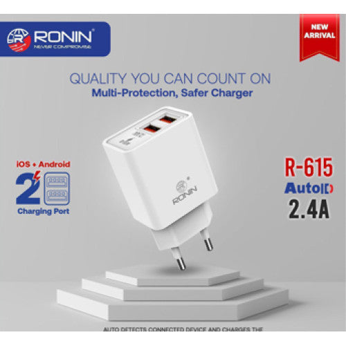 Ronin R-615 Charger 2.4 Ampere charger | Ronin R 615 | Ronin R615 / Ronin 615 Fast charger / 2.4 Ampere charger | 2.4 Ampere USB Ports