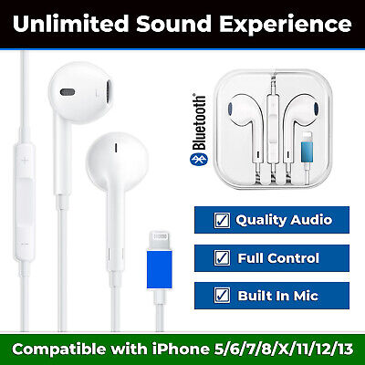 Lightning Earphones Wired Headset Bass for Phone Earpods with Mic Earbuds Pg3