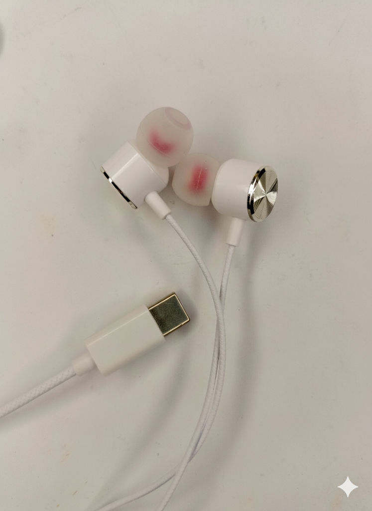 Sleek Type-C Wired Earphones with Metallic Finish and Stereo Hi-Fi Sound