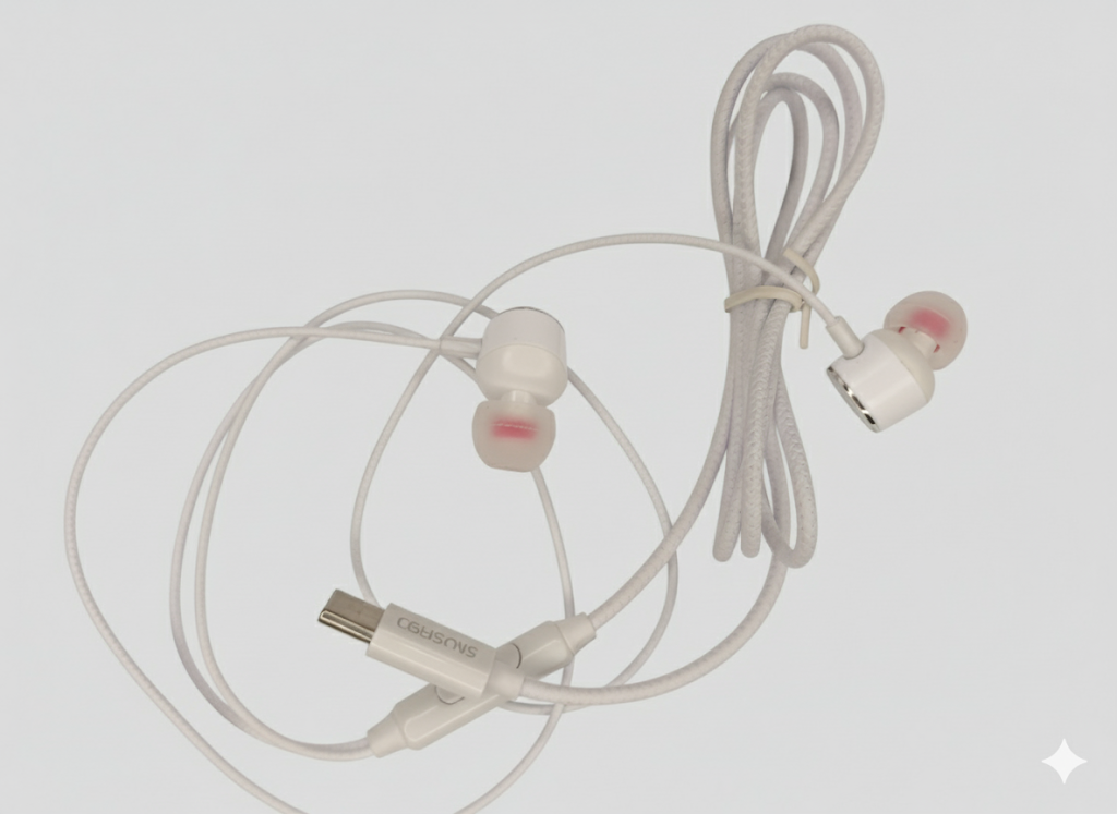 Sleek Type-C Wired Earphones with Metallic Finish and Stereo Hi-Fi Sound